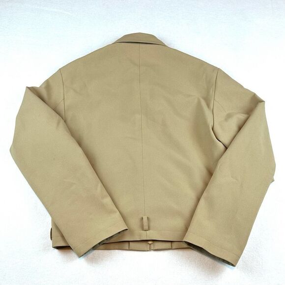 Mediterranea‎ Tan Fill Zip Plaid Lining Collared Jacket Made in Italy Women's L - Picture 11 of 12